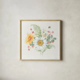 Daisy Days V by Beth Grove. Shown in a natural wood glass frame for a timeless modern aesthetic. Available as an archival giclee rolled canvas, fine art paper, or poster print. SKU 81993a.