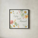 Daisy Days VI by Beth Grove. Shown in a sleek black glass frame for a contemporary gallery look. Available as an archival giclee rolled canvas, fine art paper, or poster print. SKU 81994a.
