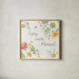 Daisy Days VI by Beth Grove. Shown in a natural wood glass frame for a timeless modern aesthetic. Available as an archival giclee rolled canvas, fine art paper, or poster print. SKU 81994a.