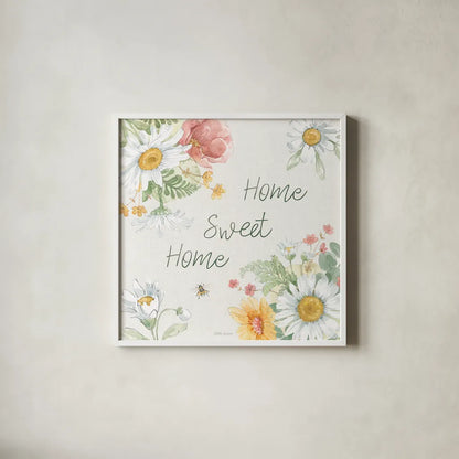 Daisy Days VII by Beth Grove. Shown in a crisp white glass frame for a clean and minimalist style. Available as an archival giclee rolled canvas, fine art paper, or poster print. SKU 81995a.