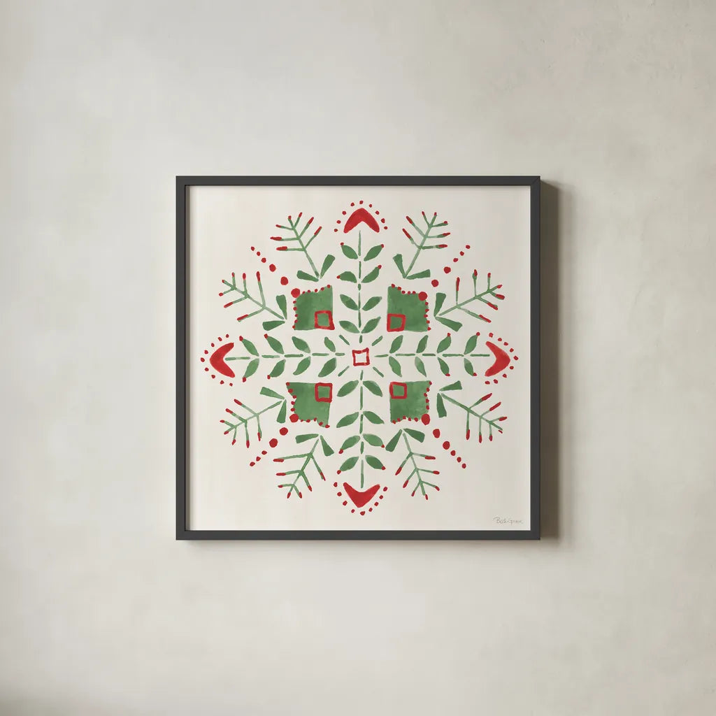 Decorative Holiday IX by Beth Grove. Shown in a sleek black glass frame for a contemporary gallery look. Available as an archival giclee rolled canvas, fine art paper, or poster print. SKU 94303a.