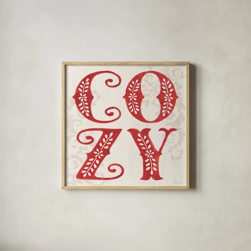 Decorative Holiday VI by Beth Grove. Shown in a natural wood glass frame for a timeless modern aesthetic. Available as an archival giclee rolled canvas, fine art paper, or poster print. SKU 94300a.