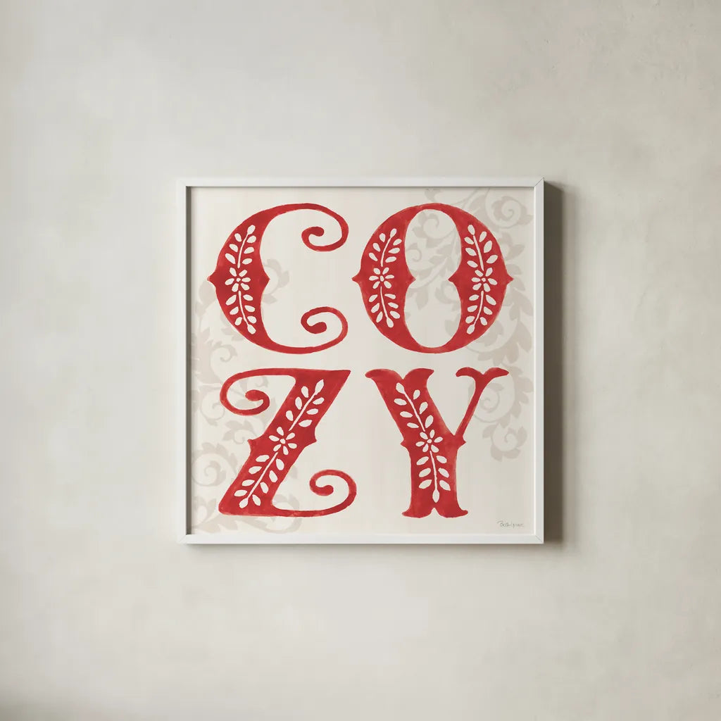 Decorative Holiday VI by Beth Grove. Shown in a crisp white glass frame for a clean and minimalist style. Available as an archival giclee rolled canvas, fine art paper, or poster print. SKU 94300a.