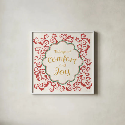 Decorative Holiday VII by Beth Grove. Shown in a crisp white glass frame for a clean and minimalist style. Available as an archival giclee rolled canvas, fine art paper, or poster print. SKU 94301a.