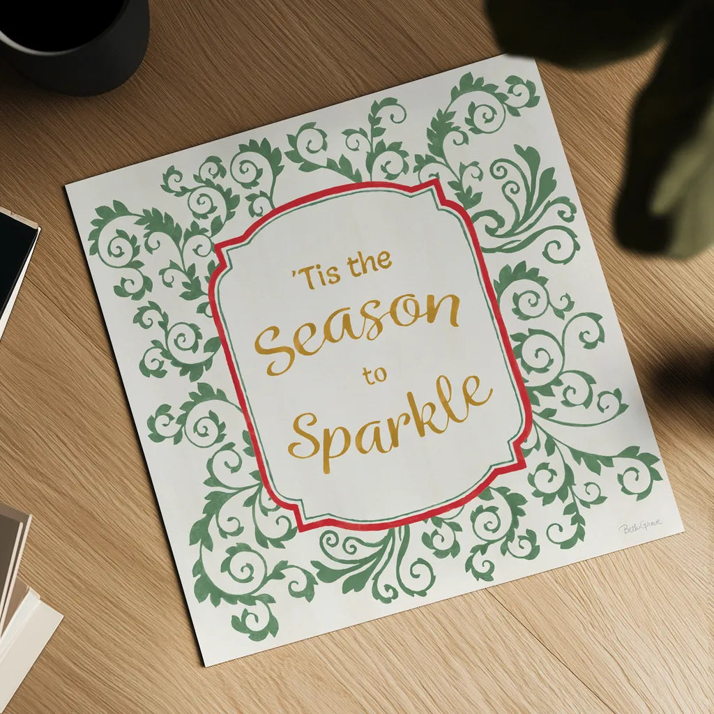 Decorative Holiday VIII by Beth Grove. Shown as a detailed flat fine art print, highlighting archival giclee quality. Available as an archival giclee rolled canvas, fine art paper, or poster print. SKU 94302a.