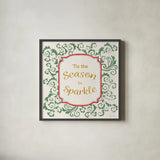 Decorative Holiday VIII by Beth Grove. Shown in a sleek black glass frame for a contemporary gallery look. Available as an archival giclee rolled canvas, fine art paper, or poster print. SKU 94302a.