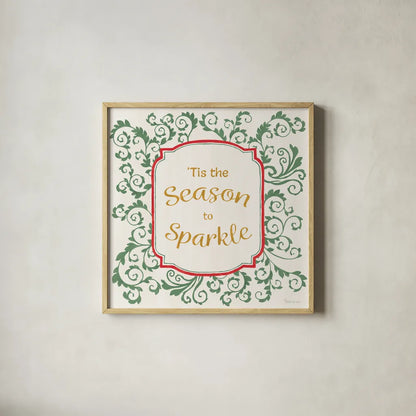 Decorative Holiday VIII by Beth Grove. Shown in a natural wood glass frame for a timeless modern aesthetic. Available as an archival giclee rolled canvas, fine art paper, or poster print. SKU 94302a.