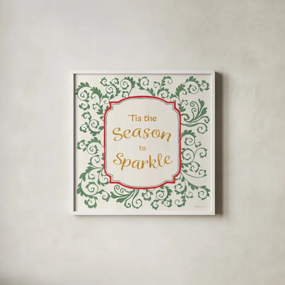 Decorative Holiday VIII by Beth Grove. Shown in a crisp white glass frame for a clean and minimalist style. Available as an archival giclee rolled canvas, fine art paper, or poster print. SKU 94302a.