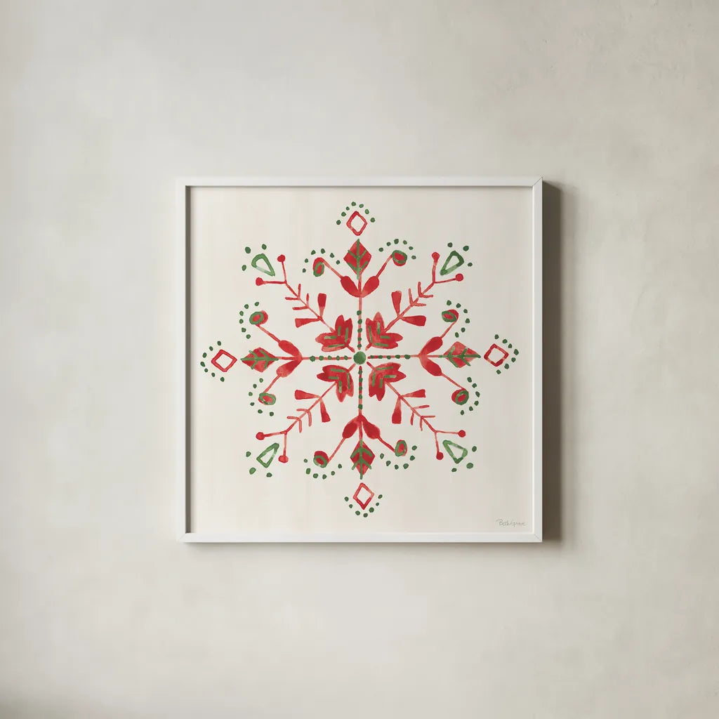 Decorative Holiday X by Beth Grove. Shown in a crisp white glass frame for a clean and minimalist style. Available as an archival giclee rolled canvas, fine art paper, or poster print. SKU 94304a.
