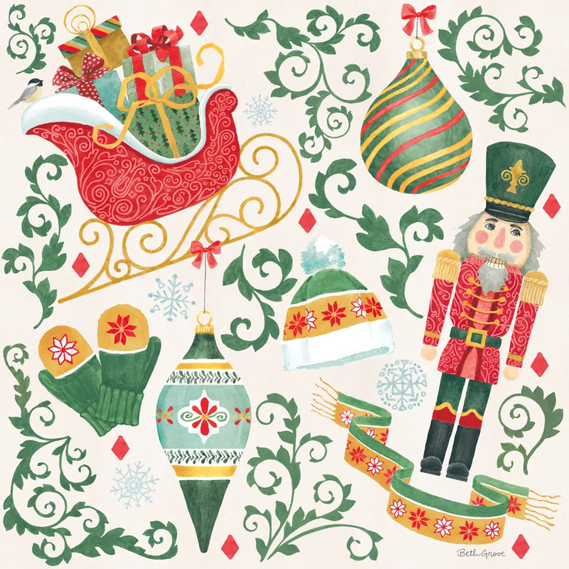 Decorative Holiday XII by Beth Grove. SKU 99971a. Archival Giclee Fine art print for wall decor.
