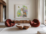 Easter Kitties II by Beth Grove. Shown as extra-large giant wall art in a modern living room. Available as an archival giclee rolled canvas, fine art paper, or poster print. SKU 40426a.