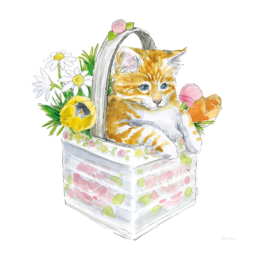 Easter Kitties IV by Beth Grove. SKU 40428a. Archival Giclee Fine art print for wall decor.