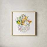 Easter Kitties IV by Beth Grove. Shown in a natural wood glass frame for a timeless modern aesthetic. Available as an archival giclee rolled canvas, fine art paper, or poster print. SKU 40428a.