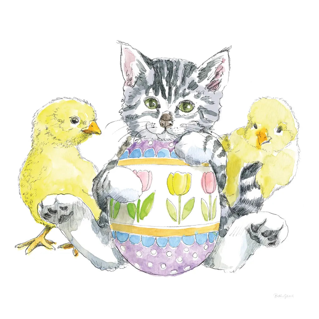Easter Kitties V by Beth Grove. SKU 40429a. Archival Giclee Fine art print for wall decor.