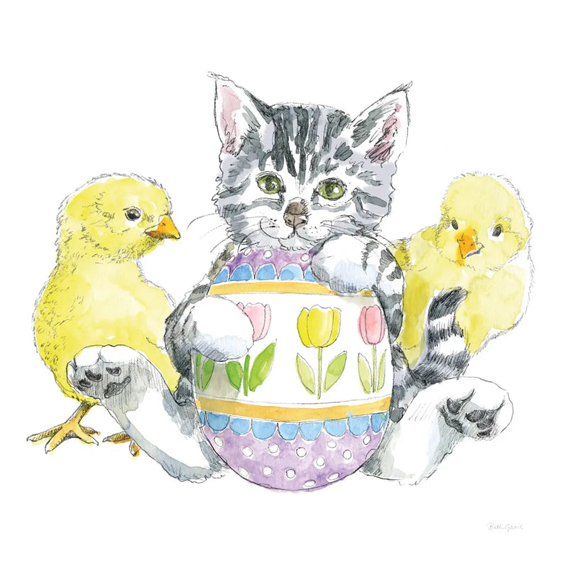 Easter Kitties V by Beth Grove. SKU 40429a. Archival Giclee Fine art print for wall decor.