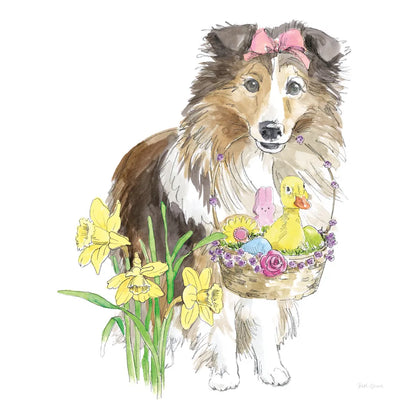 Easter Pups II by Beth Grove. SKU 35915a. Archival Giclee Fine art print for wall decor.