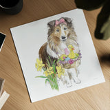 Easter Pups II by Beth Grove. Shown as a detailed flat fine art print, highlighting archival giclee quality. Available as an archival giclee rolled canvas, fine art paper, or poster print. SKU 35915a.