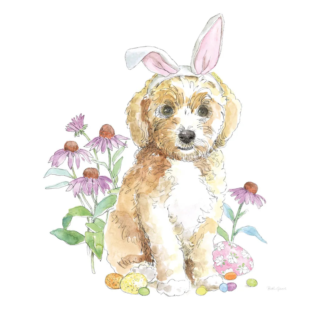 Easter Pups IV by Beth Grove. SKU 35917a. Archival Giclee Fine art print for wall decor.