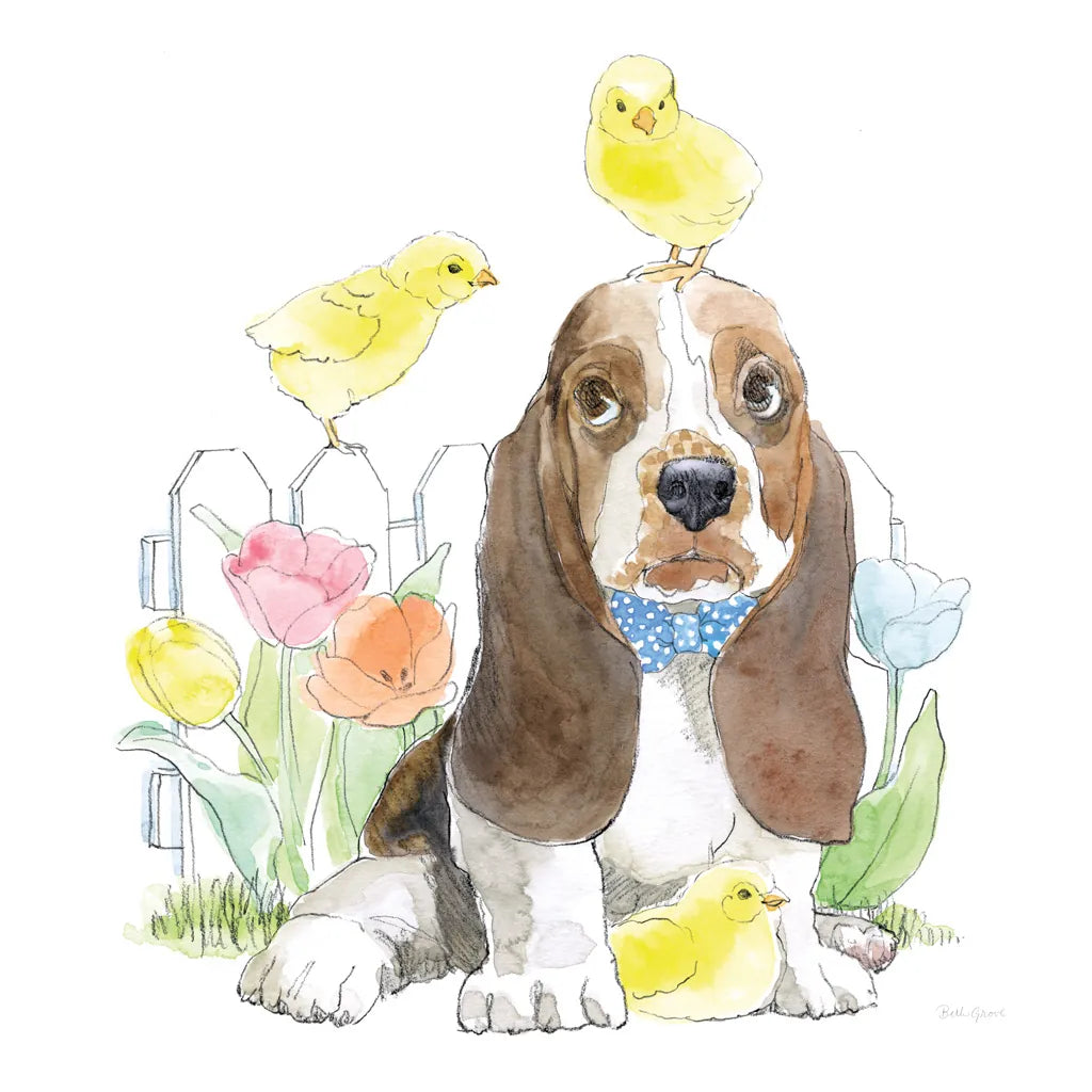 Easter Pups V by Beth Grove. SKU 35918a. Archival Giclee Fine art print for wall decor.