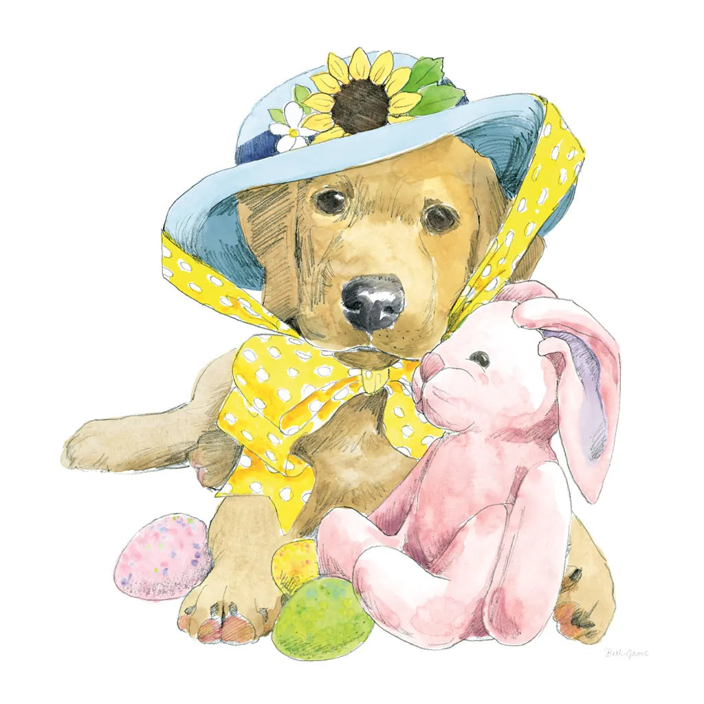 Easter Pups VI by Beth Grove. SKU 35919a. Archival Giclee Fine art print for wall decor.