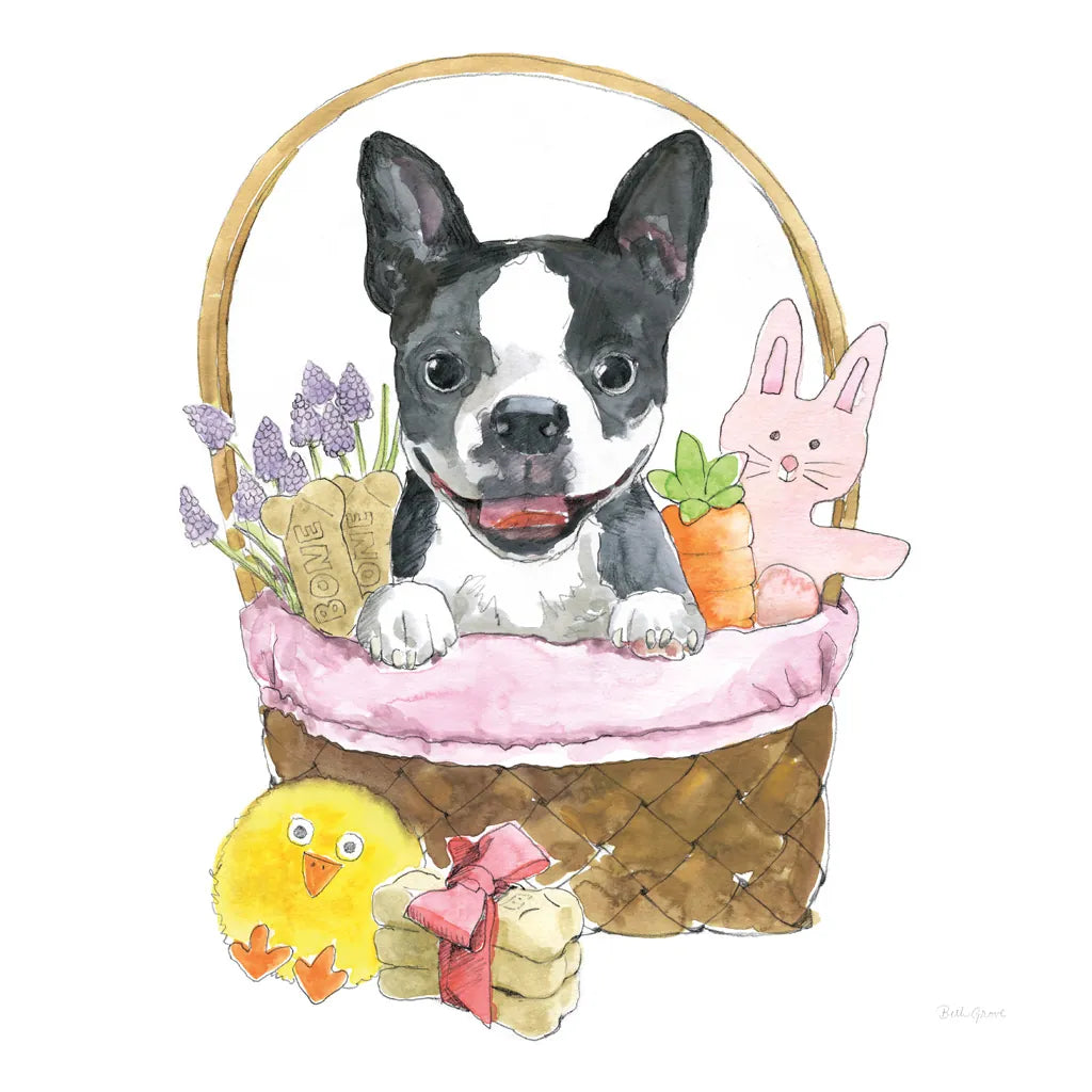Easter Pups VII by Beth Grove. SKU 35920a. Archival Giclee Fine art print for wall decor.