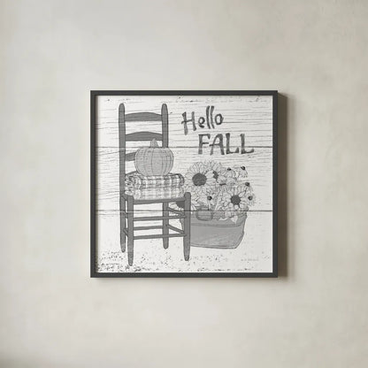 Fall Cabin III by Beth Grove. Shown in a sleek black glass frame for a contemporary gallery look. Available as an archival giclee rolled canvas, fine art paper, or poster print. SKU 35500a.