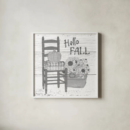 Fall Cabin III by Beth Grove. Shown in a crisp white glass frame for a clean and minimalist style. Available as an archival giclee rolled canvas, fine art paper, or poster print. SKU 35500a.