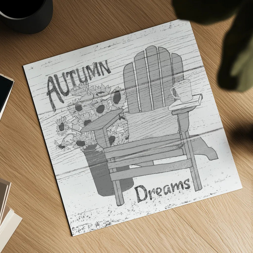 Fall Cabin IV by Beth Grove. Shown as a detailed flat fine art print, highlighting archival giclee quality. Available as an archival giclee rolled canvas, fine art paper, or poster print. SKU 35501a.