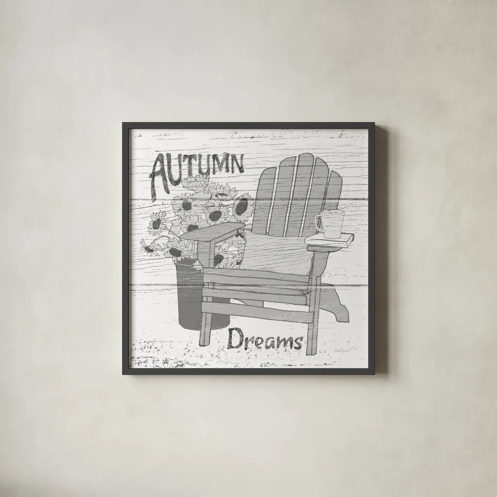 Fall Cabin IV by Beth Grove. Shown in a sleek black glass frame for a contemporary gallery look. Available as an archival giclee rolled canvas, fine art paper, or poster print. SKU 35501a.