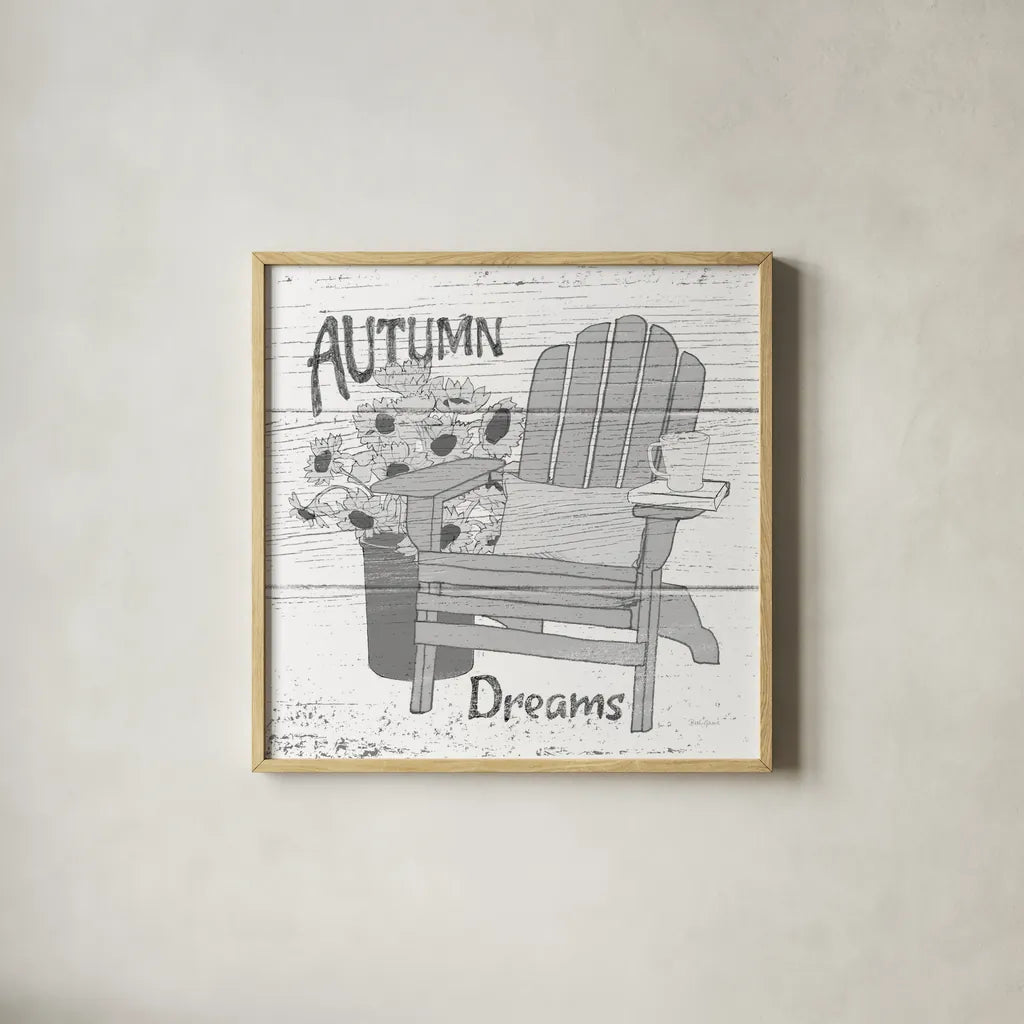 Fall Cabin IV by Beth Grove. Shown in a natural wood glass frame for a timeless modern aesthetic. Available as an archival giclee rolled canvas, fine art paper, or poster print. SKU 35501a.