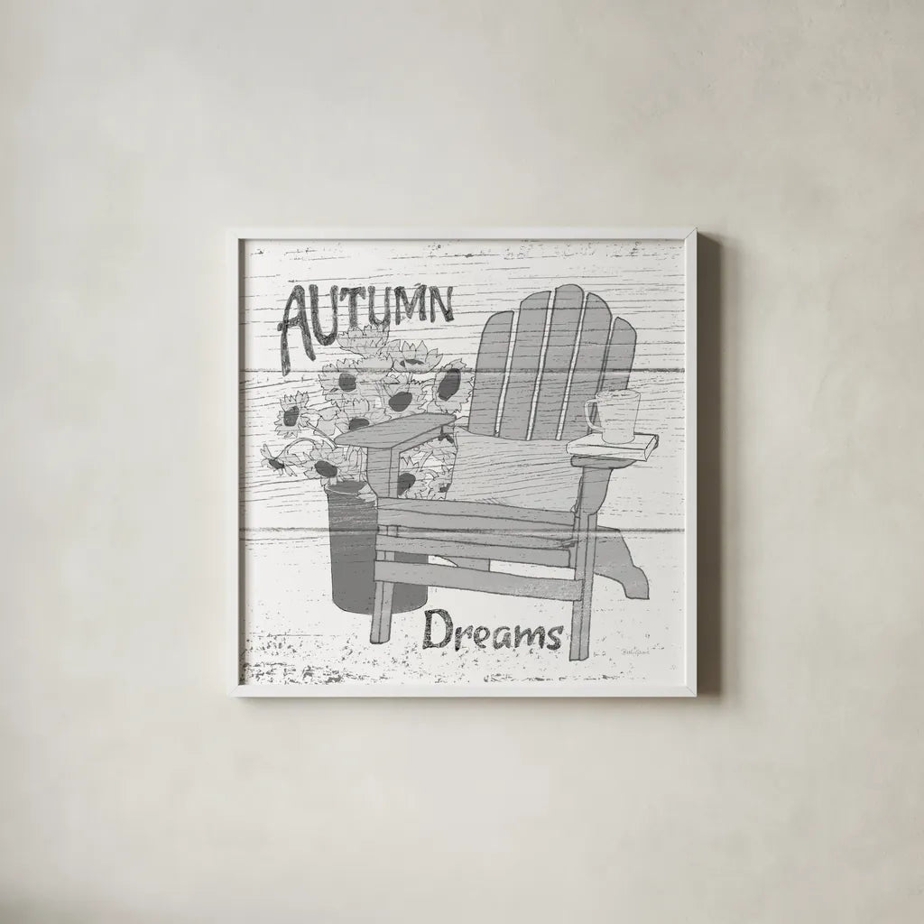 Fall Cabin IV by Beth Grove. Shown in a crisp white glass frame for a clean and minimalist style. Available as an archival giclee rolled canvas, fine art paper, or poster print. SKU 35501a.