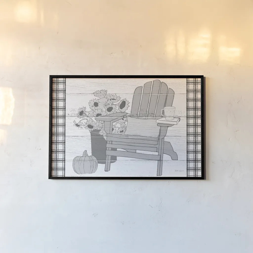 Fall Cabin V by Beth Grove. shown as a paper print in a black flame. Available as a archival giclee rolled canvas, fine art paper, or poster print. SKU 35502i.