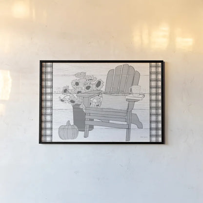 Fall Cabin V by Beth Grove. shown as a paper print in a black flame. Available as a archival giclee rolled canvas, fine art paper, or poster print. SKU 35502i.