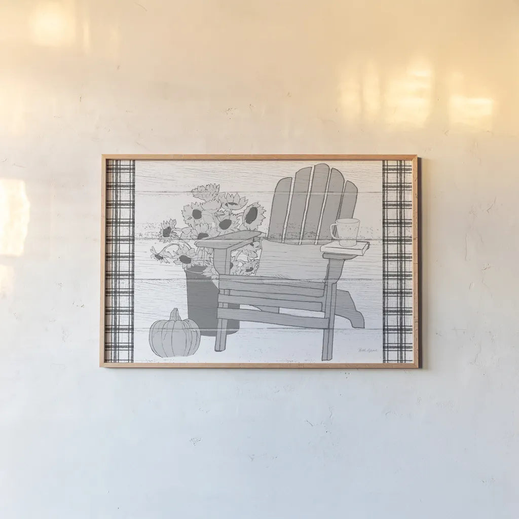 Fall Cabin V by Beth Grove. shown as a paper print in a natural frame. Available as a archival giclee rolled canvas, fine art paper, or poster print. SKU 35502i.