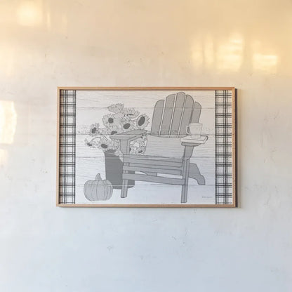 Fall Cabin V by Beth Grove. shown as a paper print in a natural frame. Available as a archival giclee rolled canvas, fine art paper, or poster print. SKU 35502i.