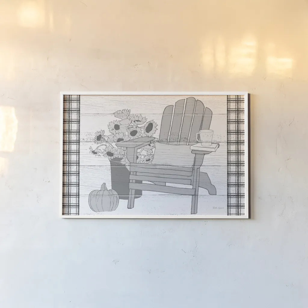 Fall Cabin V by Beth Grove. shown as a paper print in a white frame. Available as a archival giclee rolled canvas, fine art paper, or poster print. SKU 35502i.