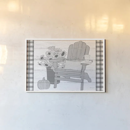 Fall Cabin V by Beth Grove. shown as a paper print in a white frame. Available as a archival giclee rolled canvas, fine art paper, or poster print. SKU 35502i.