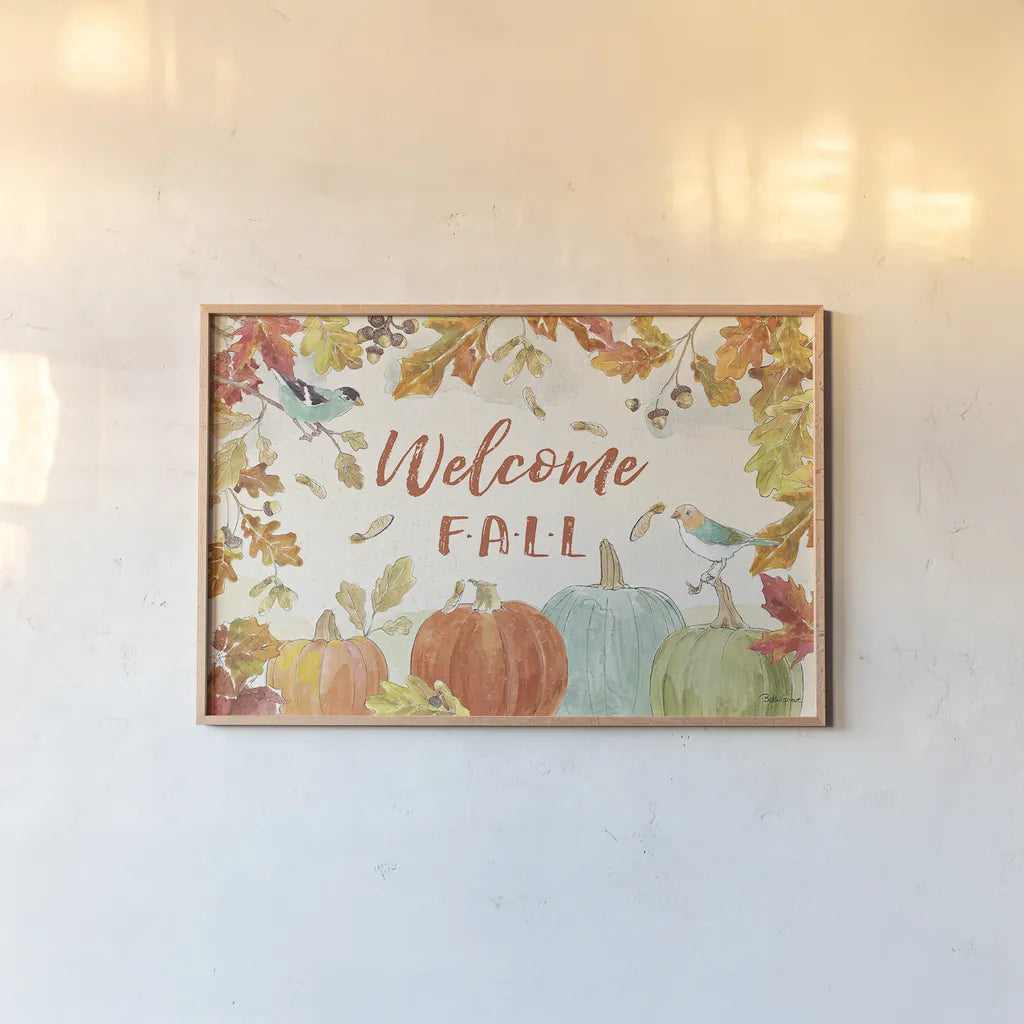 Falling for Fall I by Beth Grove. shown as a paper print in a natural frame. Available as a archival giclee rolled canvas, fine art paper, or poster print. SKU 43734i.