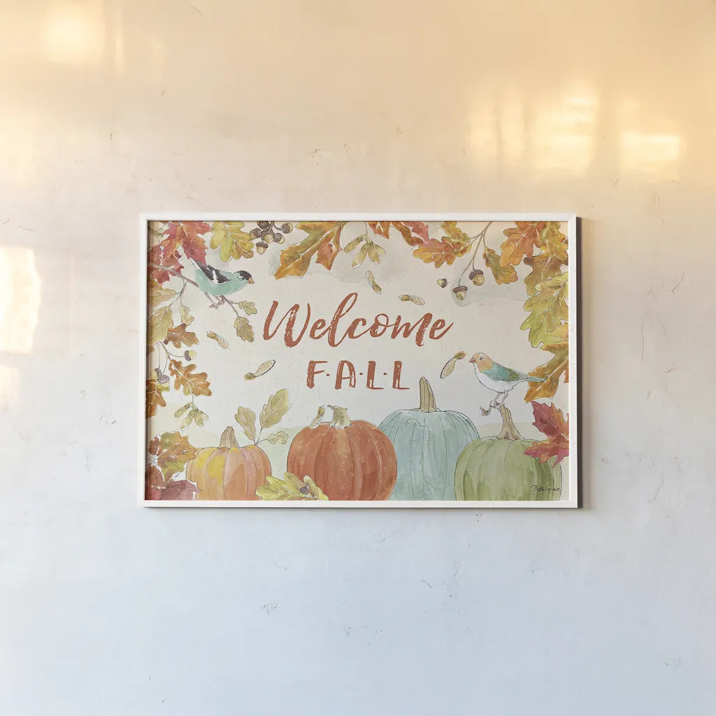 Falling for Fall I by Beth Grove. shown as a paper print in a white frame. Available as a archival giclee rolled canvas, fine art paper, or poster print. SKU 43734i.