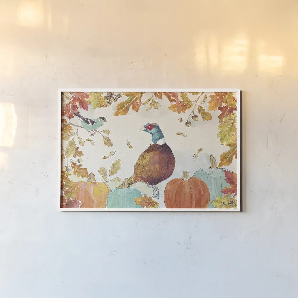 Falling for Fall II by Beth Grove. shown as a paper print in a white frame. Available as a archival giclee rolled canvas, fine art paper, or poster print. SKU 43735i.