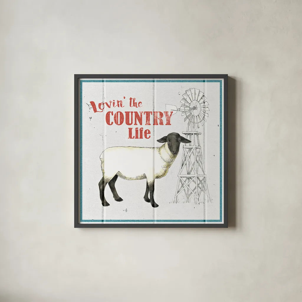 Farm To Table I by Beth Grove. Shown in a sleek black glass frame for a contemporary gallery look. Available as an archival giclee rolled canvas, fine art paper, or poster print. SKU 25708a.