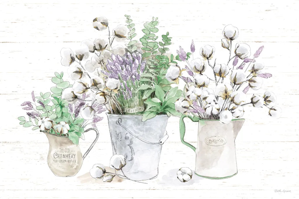 Farmhouse Cotton I Sage by Beth Grove. SKU 57448i. Archival Giclee Fine art print for wall decor.