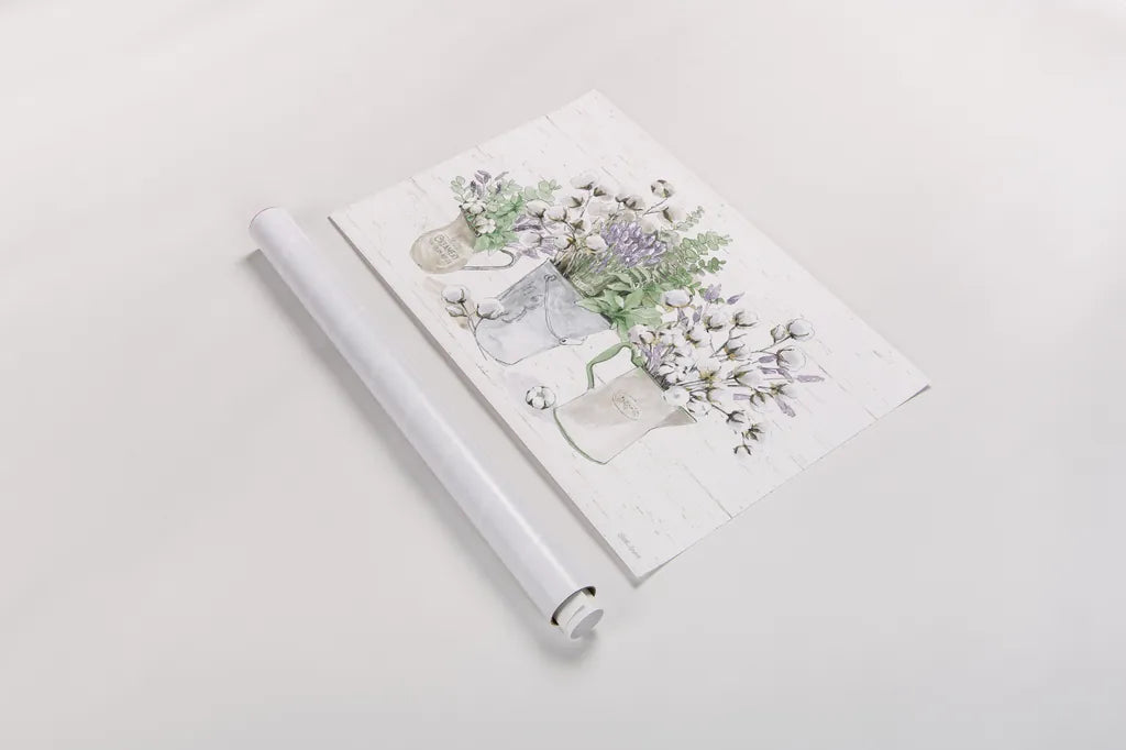 Farmhouse Cotton I Sage by Beth Grove. shown as a rolled paper print. Available as archival giclee rolled canvas, fine art paper, or poster print. SKU 57448i.