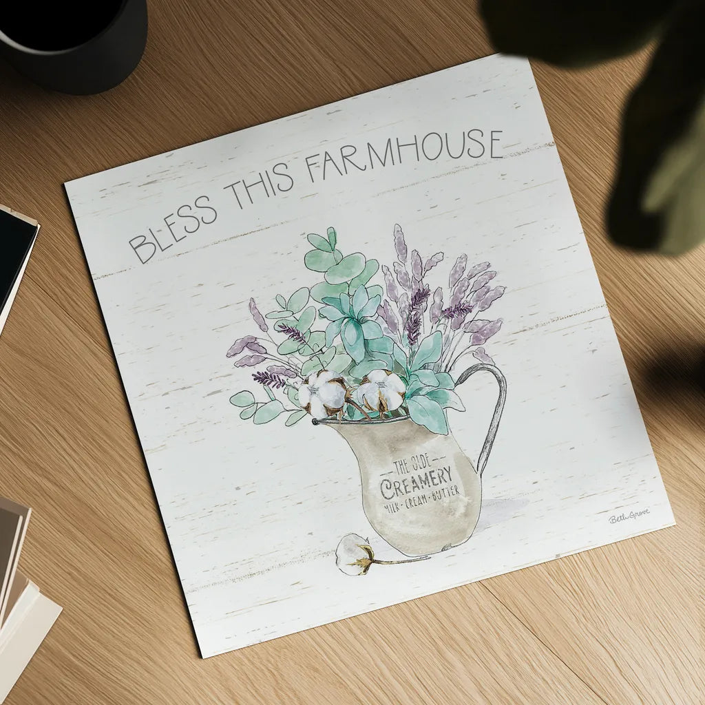 Farmhouse Cotton II by Beth Grove. Shown as a detailed flat fine art print, highlighting archival giclee quality. Available as an archival giclee rolled canvas, fine art paper, or poster print. SKU 50896a.