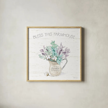 Farmhouse Cotton II by Beth Grove. Shown in a natural wood glass frame for a timeless modern aesthetic. Available as an archival giclee rolled canvas, fine art paper, or poster print. SKU 50896a.