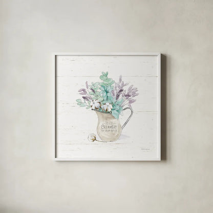 Farmhouse Cotton II No Words by Beth Grove. Shown in a crisp white glass frame for a clean and minimalist style. Available as an archival giclee rolled canvas, fine art paper, or poster print. SKU 59734a.