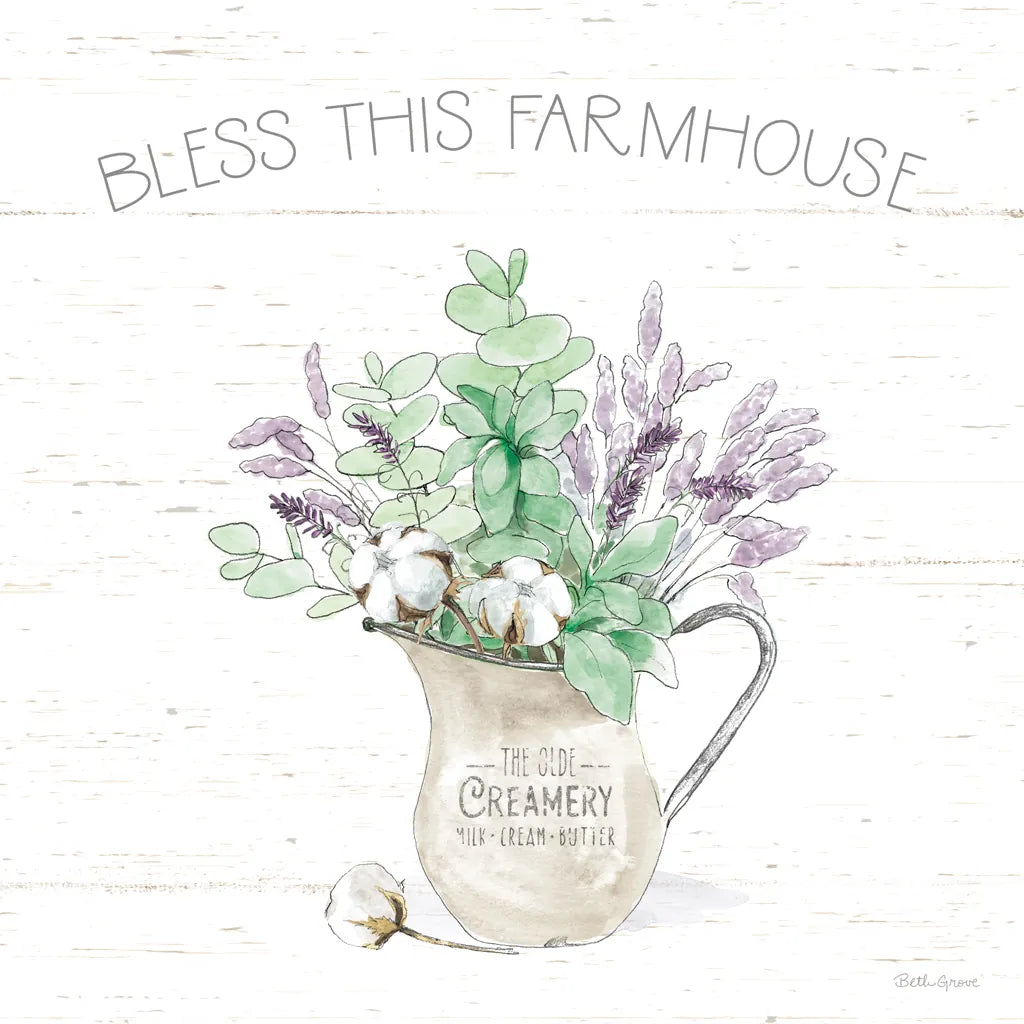 Farmhouse Cotton II Sage by Beth Grove. SKU 57449a. Archival Giclee Fine art print for wall decor.
