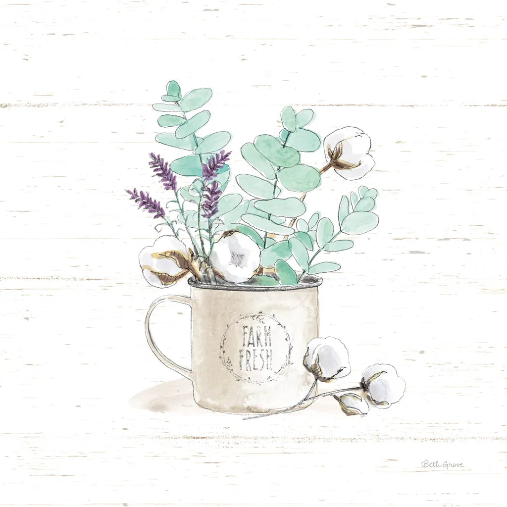 Farmhouse Cotton III No Words by Beth Grove. SKU 59735a. Archival Giclee Fine art print for wall decor.