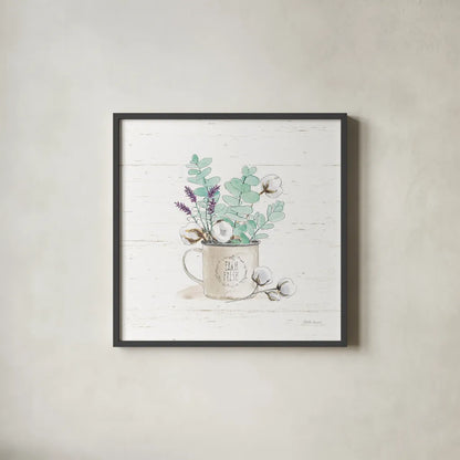 Farmhouse Cotton III No Words by Beth Grove. Shown in a sleek black glass frame for a contemporary gallery look. Available as an archival giclee rolled canvas, fine art paper, or poster print. SKU 59735a.