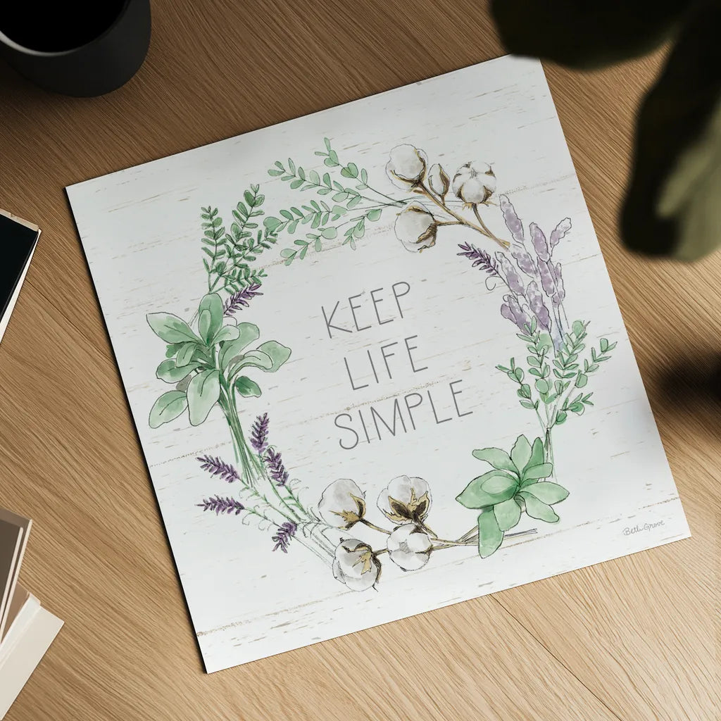 Farmhouse Cotton IX Sage by Beth Grove. Shown as a detailed flat fine art print, highlighting archival giclee quality. Available as an archival giclee rolled canvas, fine art paper, or poster print. SKU 57456a.